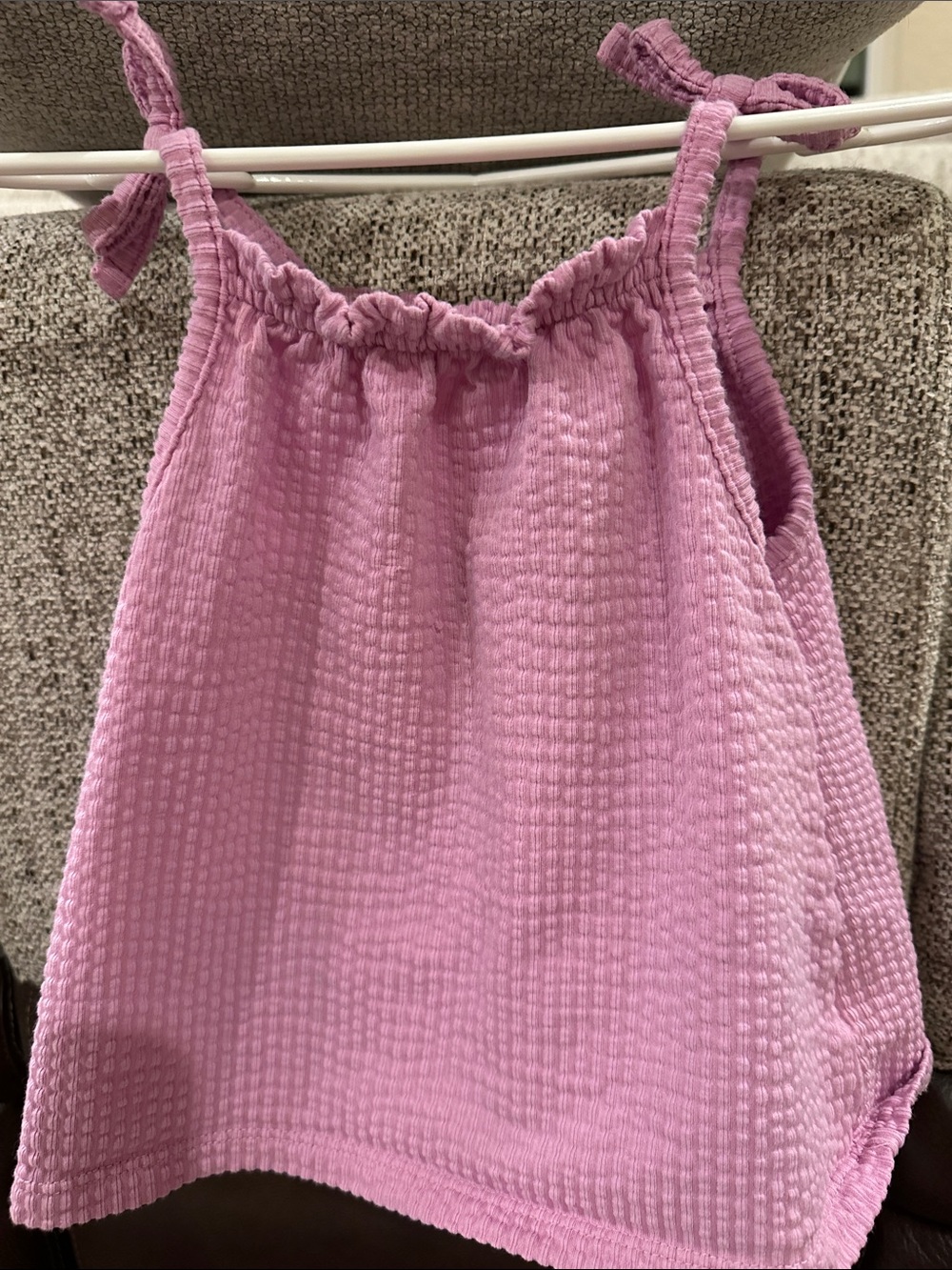 Girls' Pink Textured Tie-Strap Dress